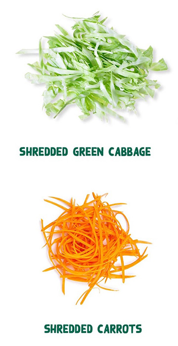shredded green cabbage and shredded carrots